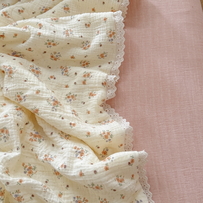 91家纺网 家纺一手货源 找家纺 木楌家居2025新款全棉皱皱纱花边款大豆夏被 洛屿