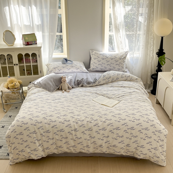 91家纺网 家纺一手货源 找家纺 贝拉梦家纺 2025爆款新款A类有氧针织双层纱四件套 冰岛