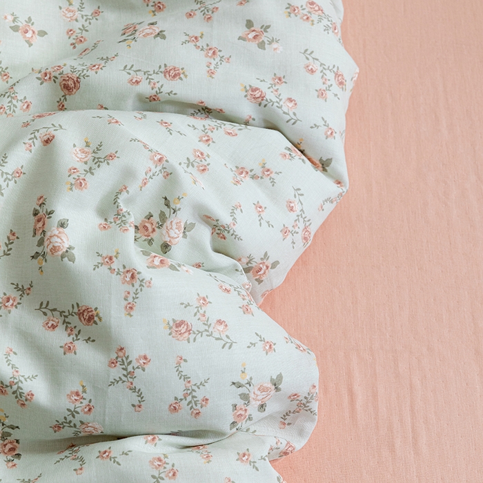 91家纺网 家纺一手货源 找家纺 锦罗绣2025新款A类母婴全棉有氧印花双层纱四件套可定制任意尺寸 春槿