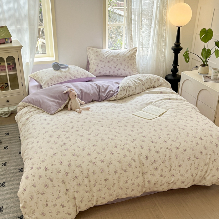 91家纺网 家纺一手货源 找家纺 贝拉梦家纺 2025爆款新款A类有氧针织双层纱四件套 伯爵夫人