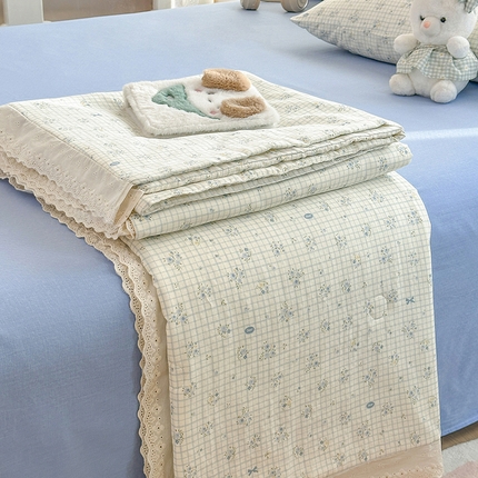 木楌家居 2025新款全棉双层纱大豆夏被 半亩花田