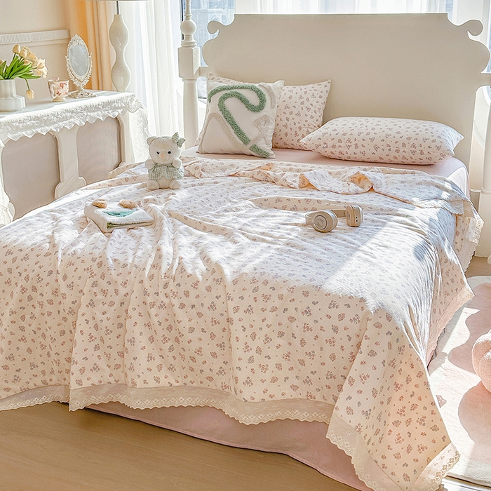 91家纺网 家纺一手货源 找家纺 木楌家居 2025新款全棉双层纱大豆夏被 美熙