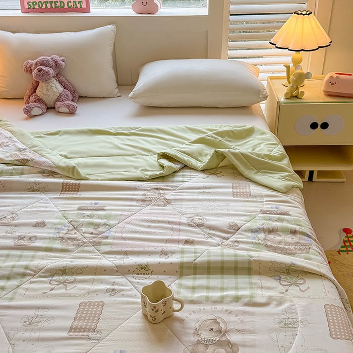 91家纺网 家纺一手货源 找家纺 魅图家纺 2025新款A类超柔云朵棉棉花被夏被 小兔乐园