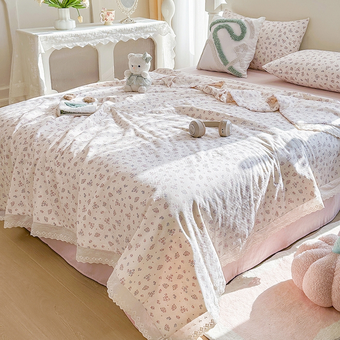 91家纺网 家纺一手货源 找家纺 木楌家居 2025新款全棉双层纱大豆夏被 美熙