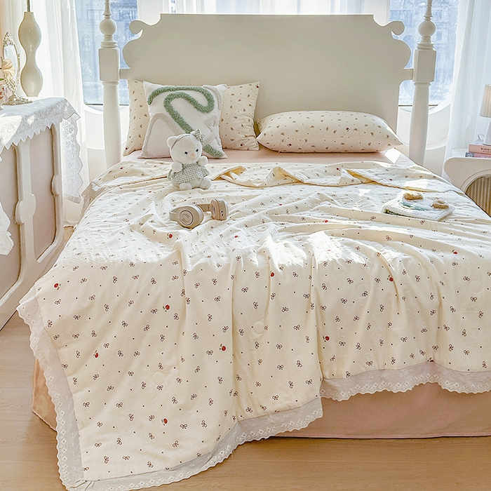 91家纺网 家纺一手货源 找家纺 木楌家居 2025新款全棉双层纱大豆夏被 语茉