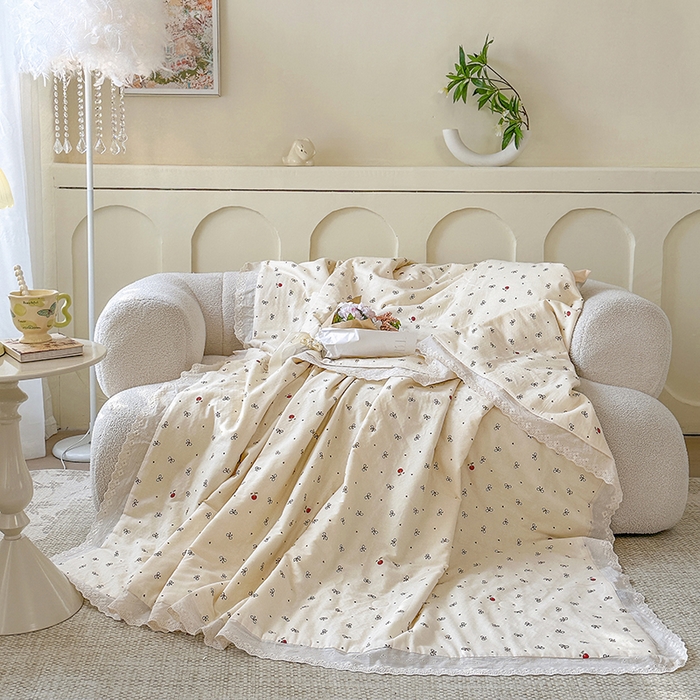 91家纺网 家纺一手货源 找家纺 木楌家居 2025新款全棉双层纱大豆夏被 语茉