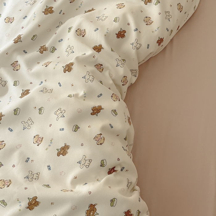 91家纺网 家纺一手货源 找家纺 贝拉梦家纺 2025爆款新款A类有氧针织双层纱四件套 软萌萌