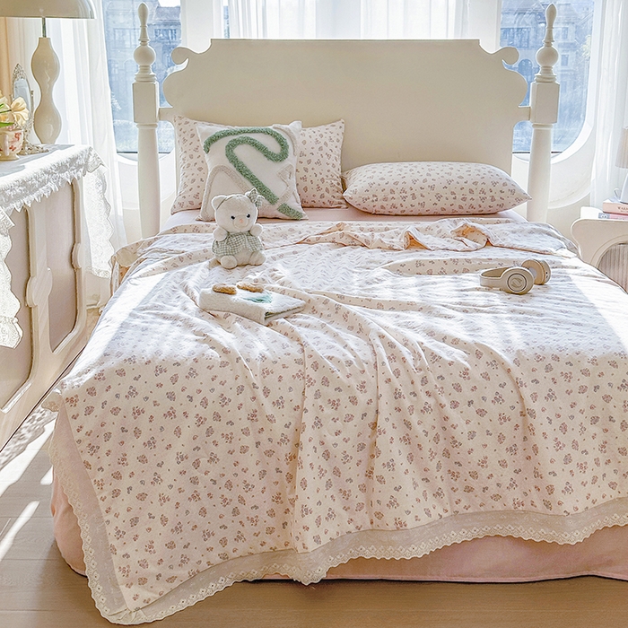 91家纺网 家纺一手货源 找家纺 木楌家居 2025新款全棉双层纱大豆夏被 美熙