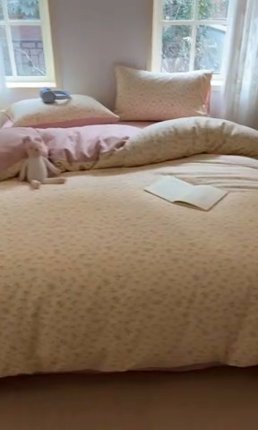 91家纺网 家纺一手货源 找家纺 贝拉梦家纺 2025爆款新款A类有氧针织双层纱四件套 生如夏花