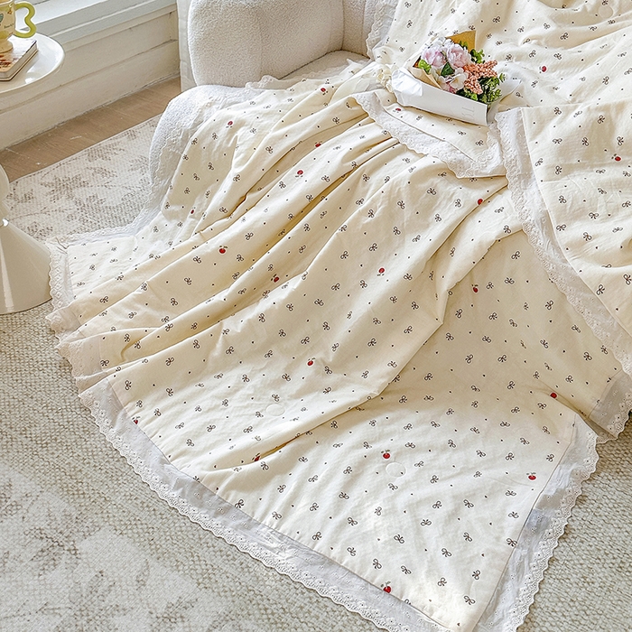 91家纺网 家纺一手货源 找家纺 木楌家居 2025新款全棉双层纱大豆夏被 语茉