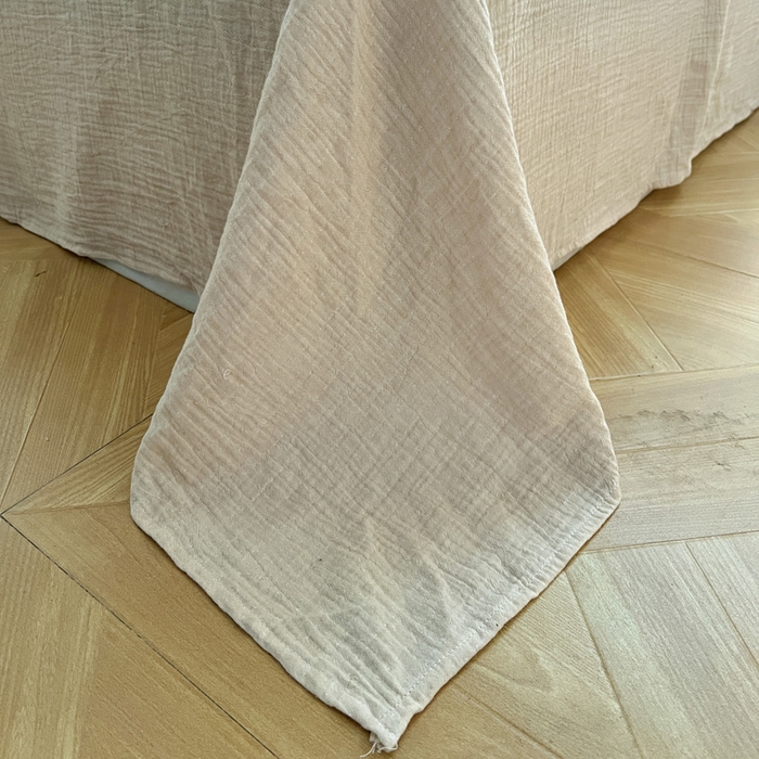 91家纺网 家纺一手货源 找家纺 木楌家居2025新款全棉皱皱纱花边款大豆夏被 月白