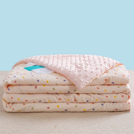 91家纺网 家纺一手货源 找家纺 米乐被业 2025新款水洗棉凉豆豆夏被 彩色波点