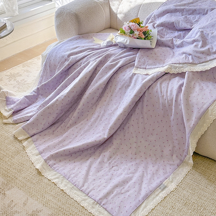 91家纺网 家纺一手货源 找家纺 木楌家居 2025新款全棉双层纱大豆夏被 涵香