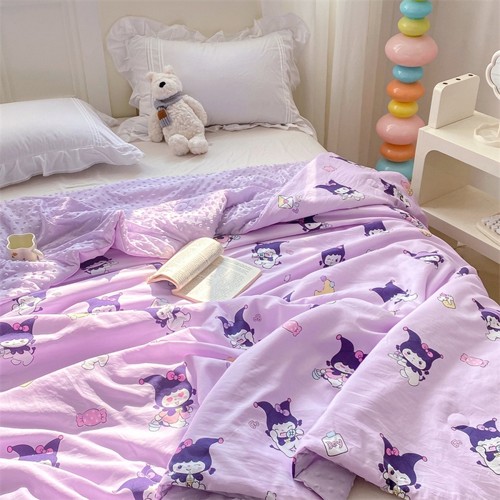 91家纺网 家纺一手货源 找家纺 米乐被业 2025新款水洗棉凉豆豆夏被 卡通甜心