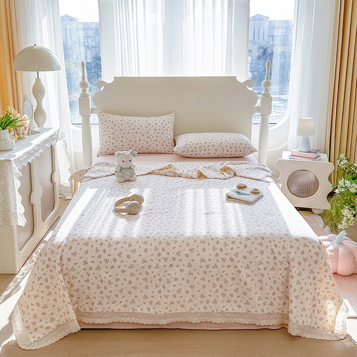 91家纺网 家纺一手货源 找家纺 木楌家居 2025新款全棉双层纱大豆夏被 美熙