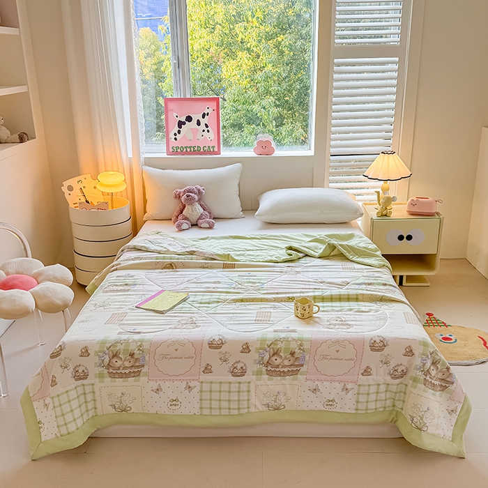 91家纺网 家纺一手货源 找家纺 魅图家纺 2025新款A类超柔云朵棉棉花被夏被 小兔乐园