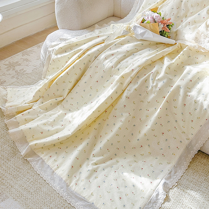 91家纺网 家纺一手货源 找家纺 木楌家居 2025新款全棉双层纱大豆夏被 雅颜