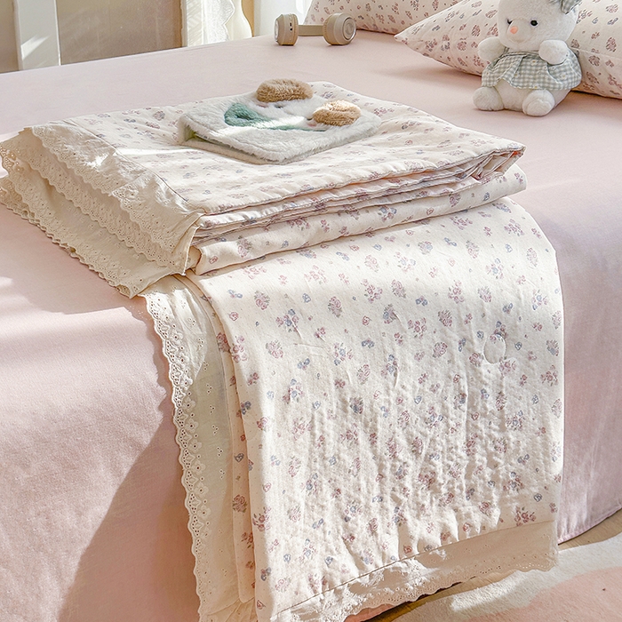 91家纺网 家纺一手货源 找家纺 木楌家居 2025新款全棉双层纱大豆夏被 美熙