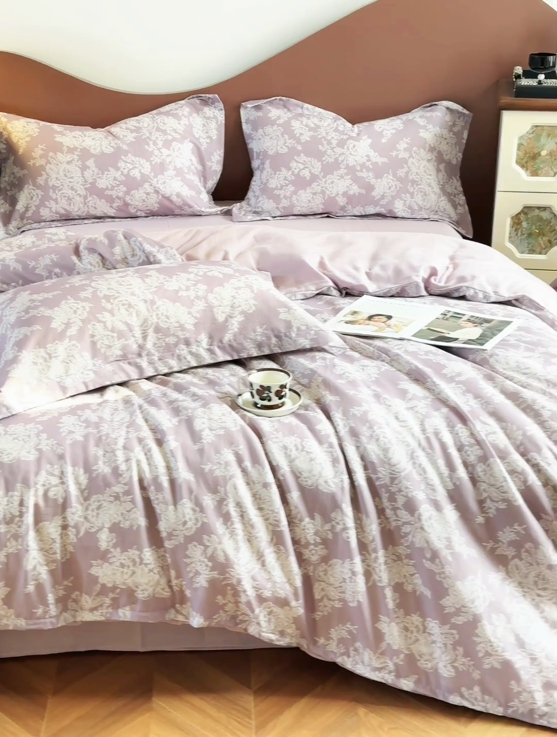 91家纺网 家纺一手货源 找家纺 锦罗绣2025新款A类母婴全棉有氧印花双层纱四件套可定制任意尺寸 花觅