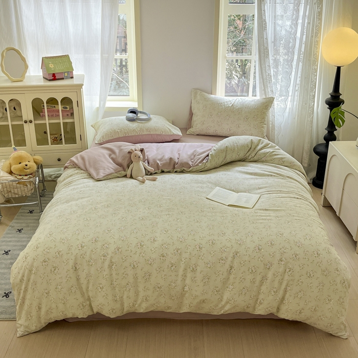 91家纺网 家纺一手货源 找家纺 （总）贝拉梦家纺 2025爆款新款A类有氧针织双层纱四件套