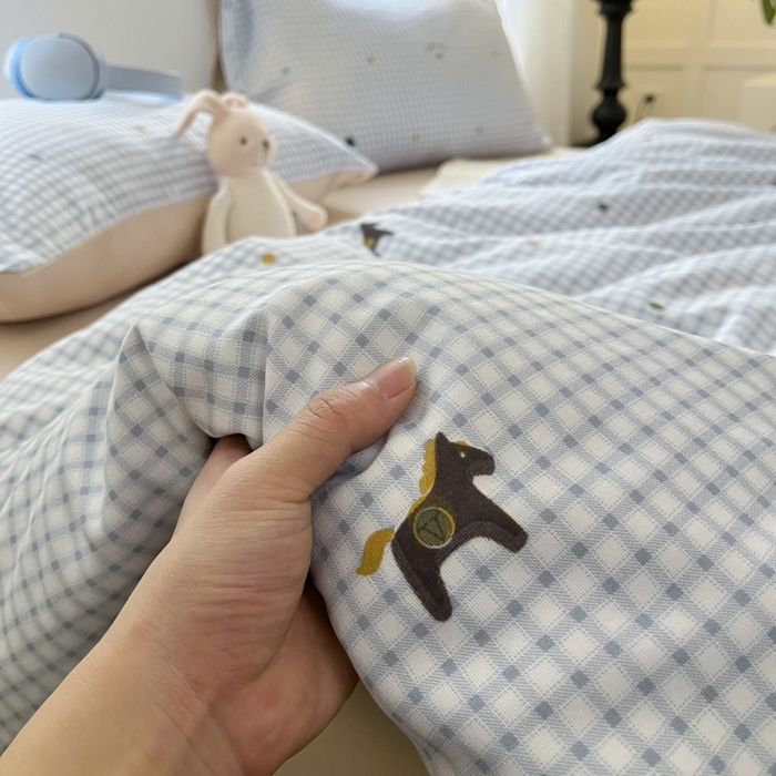 91家纺网 家纺一手货源 找家纺 贝拉梦家纺 2025爆款新款A类有氧针织双层纱四件套 威斯汀