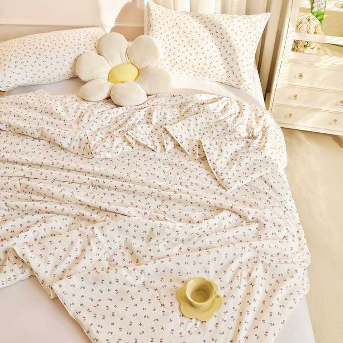 91家纺网 家纺一手货源 找家纺 尊妙被业 2025新款嘭嘭软水洗棉夏被 小花野-紫