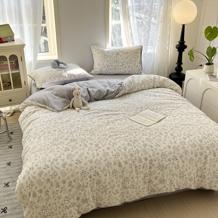 91家纺网 家纺一手货源 找家纺 贝拉梦家纺 2025爆款新款A类有氧针织双层纱四件套 瑞莎