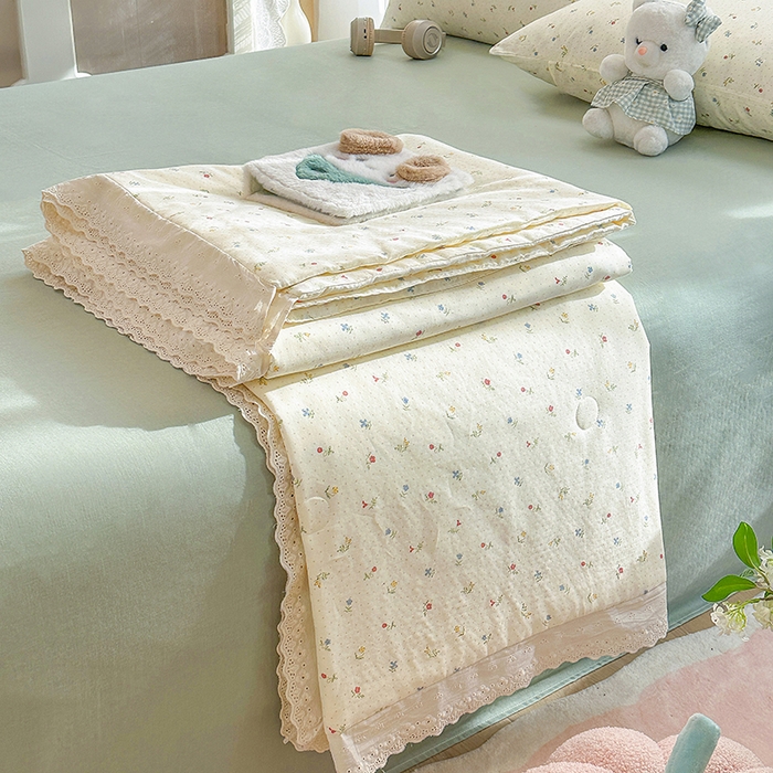 91家纺网 家纺一手货源 找家纺 木楌家居 2025新款全棉双层纱大豆夏被 雅颜