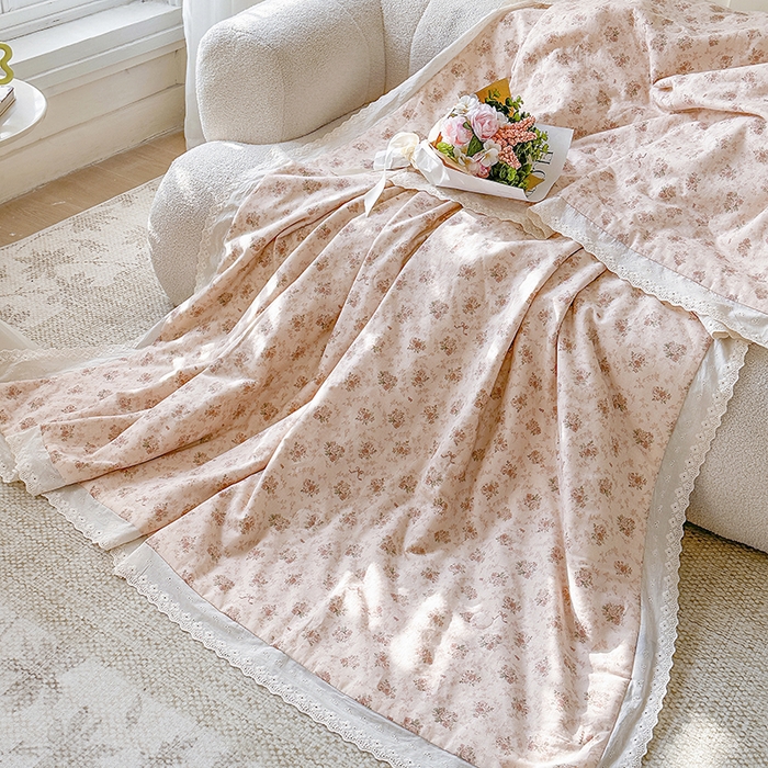 91家纺网 家纺一手货源 找家纺 木楌家居 2025新款全棉双层纱大豆夏被 芊朵