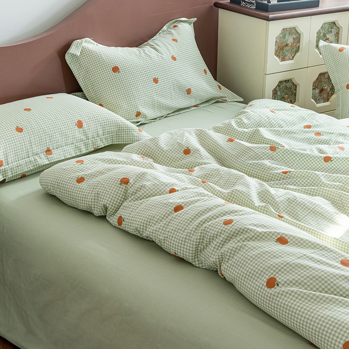 91家纺网 家纺一手货源 找家纺 锦罗绣2025新款A类母婴全棉有氧印花双层纱四件套可定制任意尺寸 甜桔