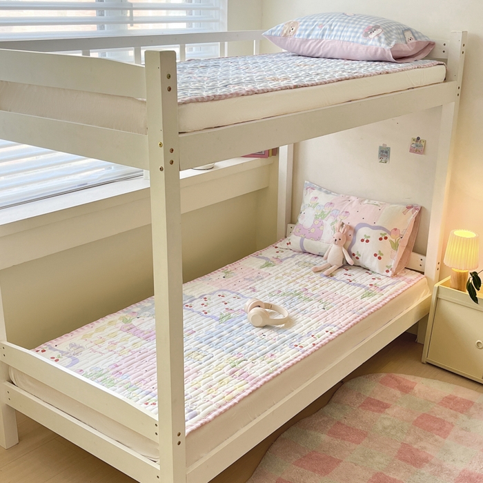 91家纺网 家纺一手货源 找家纺 Sweet dreams甜梦 2025新款全棉卡通小清新棉垫子床垫旅行垫 郁金香小狗