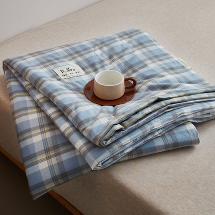 91家纺网 家纺一手货源 找家纺 尊妙被业 2025新款全棉色织水洗棉夏被 莫妮-兰