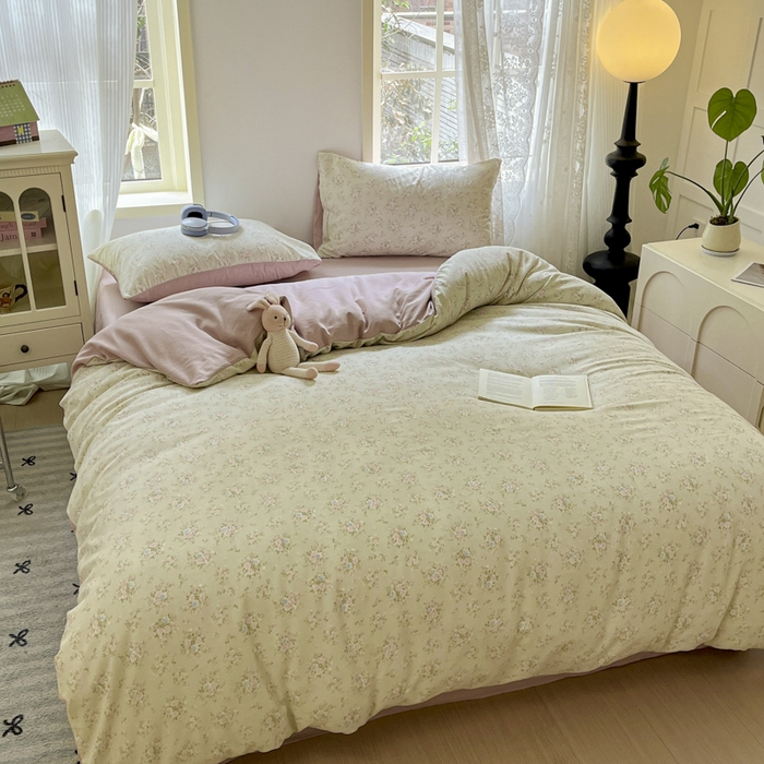 91家纺网 家纺一手货源 找家纺 （总）贝拉梦家纺 2025爆款新款A类有氧针织双层纱四件套