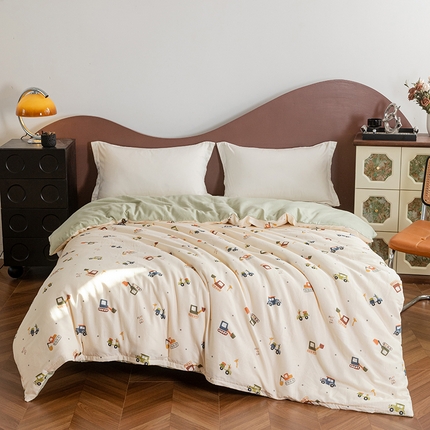 91家纺网 家纺一手货源 找家纺 （总）锦罗绣 2025新款A类母婴全棉有氧印花双层纱单被套可定制任意尺寸