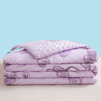 91家纺网 家纺一手货源 找家纺 米乐被业 2025新款水洗棉凉豆豆夏被 紫兔兔