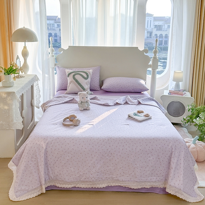 91家纺网 家纺一手货源 找家纺 木楌家居 2025新款全棉双层纱大豆夏被 涵香