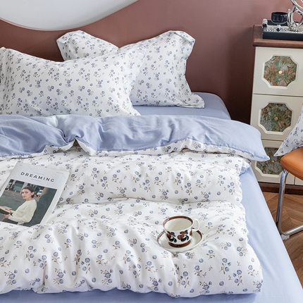 锦罗绣2025新款A类母婴全棉有氧印花双层纱四件套可定制任意尺寸 后花园