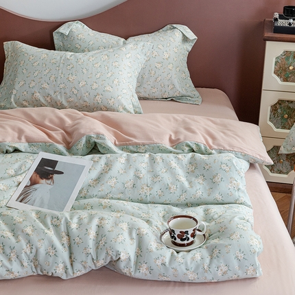 91家纺网 家纺一手货源 找家纺 锦罗绣2025新款A类母婴全棉有氧印花双层纱四件套可定制任意尺寸 繁花