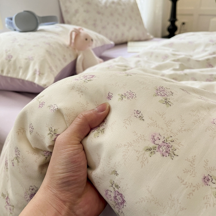 91家纺网 家纺一手货源 找家纺 贝拉梦家纺 2025爆款新款A类有氧针织双层纱四件套 伯爵夫人