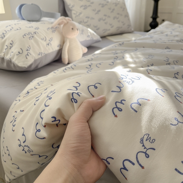 91家纺网 家纺一手货源 找家纺 贝拉梦家纺 2025爆款新款A类有氧针织双层纱四件套 冰岛