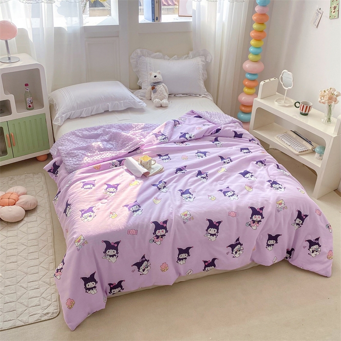 91家纺网 家纺一手货源 找家纺 米乐被业 2025新款水洗棉凉豆豆夏被 卡通甜心