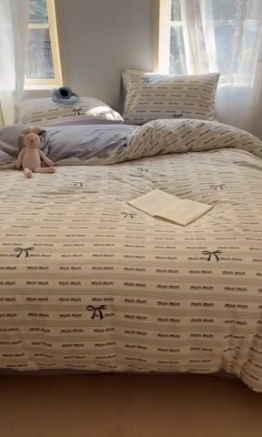 91家纺网 家纺一手货源 找家纺 贝拉梦家纺 2025爆款新款A类有氧针织双层纱四件套 素颜