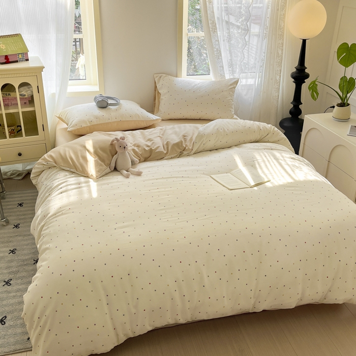 91家纺网 家纺一手货源 找家纺 贝拉梦家纺 2025爆款新款A类有氧针织双层纱四件套 花火