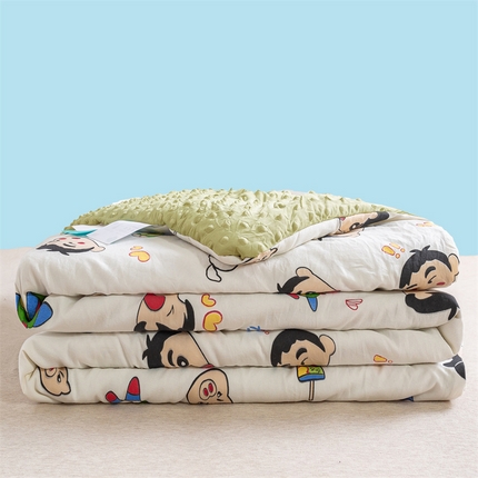 91家纺网 家纺一手货源 找家纺 米乐被业 2025新款水洗棉凉豆豆夏被 趣味小新