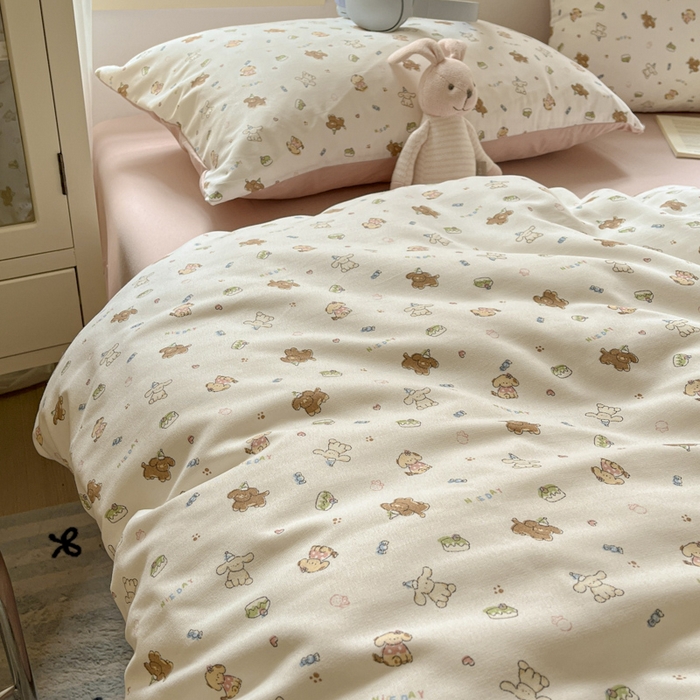 91家纺网 家纺一手货源 找家纺 贝拉梦家纺 2025爆款新款A类有氧针织双层纱四件套 软萌萌