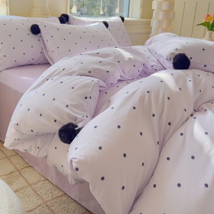 妖妖家纺 2025新款云感针织毛球款四件套 毛球款-槿紫