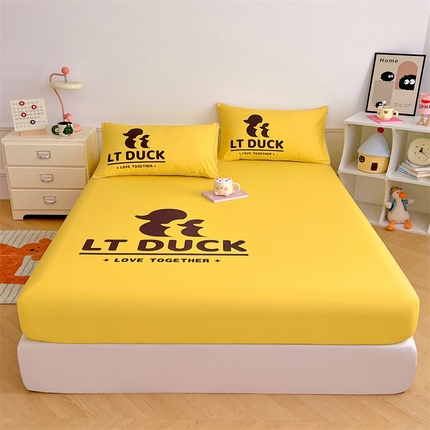 91家纺网 家纺一手货源 找家纺 圣比熊 正版授权控价55元起 全棉床笠卡通床笠罩全包席梦思床垫保护罩 影帝鸭