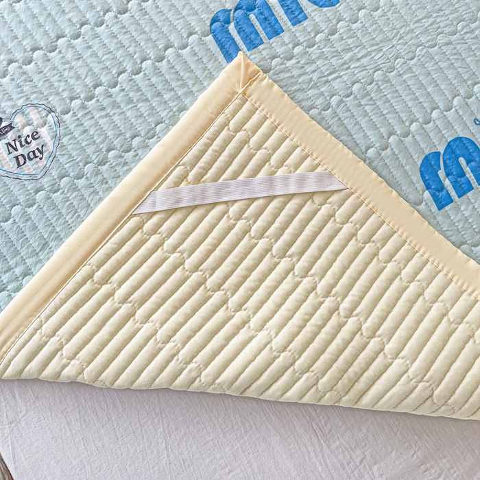 91家纺网 家纺一手货源 找家纺 罗亿家纺  2025新款宿舍款-水洗棉夹棉床盖 蓝莓梨子