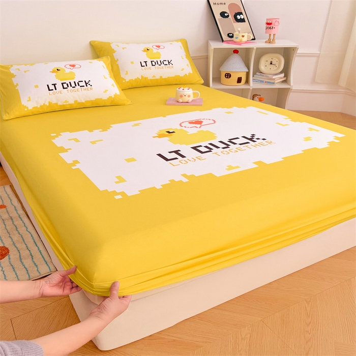 91家纺网 家纺一手货源 找家纺 梦舒羽 2025新款正版全棉床笠卡通床笠罩全包席梦思床垫保护罩 电玩鸭