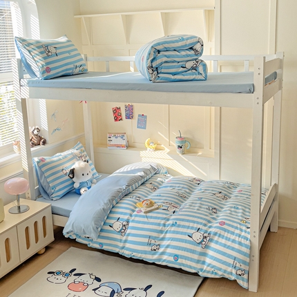 91家纺网 家纺一手货源 找家纺 （总）贝扬思家纺 2025新款水洗棉三丽鸥简约系列四件套-宿舍床